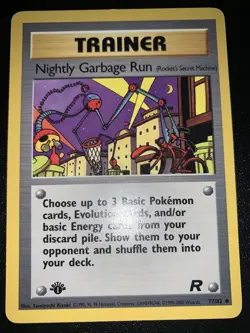Pokemon 1st Edition NIGHTLY GARBAGE RUN (Secret Machine) Card TEAM ROCKET 77/82 - Image 1