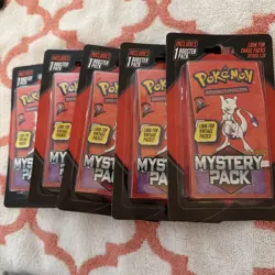 Lot Of 5 NEW SEALED 2025 Pokemon Mystery Pack Mewtwo Possible Vintage Chase Pack - Image 1