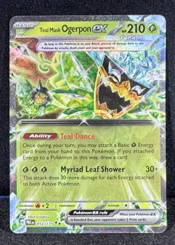 🔥Teal Mask Ogerpon ex 012/131 Sv: Prismatic Evolutions 2xRare Pokemon Treasure! - Image 1