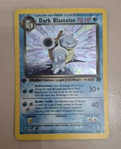 Pokemon TCG Dark Blastoise 1st Edition Rare Team Rocket 70 HP Card 3/82 - Image 1