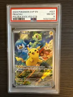 Pikachu 027 Black Star Promo 2023 Pokemon Paldea Evolved PSA 8 NM-MT - Image 1