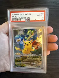 Pikachu 027 Black Star Promo 2023 Pokemon Paldea Evolved PSA 8 NM-MT - Image 3
