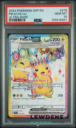 Pikachu ex - 219/191 - PSA 10 - Surging Sparks - Graded Pokemon Card - Image 1