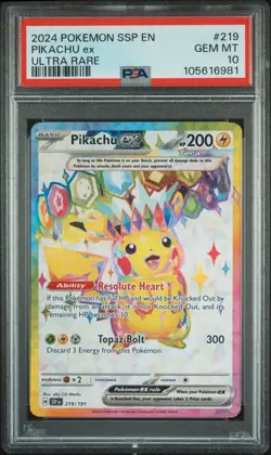 Pikachu ex - 219/191 - PSA 10 - Surging Sparks - Graded Pokemon Card - Image 2