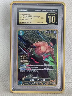 Zoro OP06-118 SEC ONE PIECE Card Game 2nd ANNIVERSARY Japanese - PRISTINE 10 - Image 1