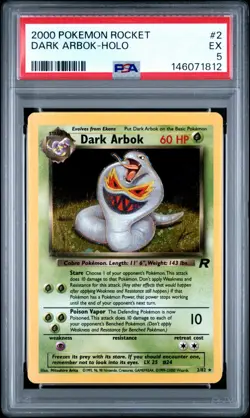 2000 Pokemon Team Rocket - Dark Arbok 2/82 - Holo - PSA Graded: 5 - Image 1