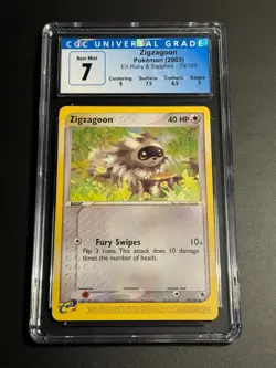 Pokemon EX Ruby & Sapphire Common Zigzagoon 79/109 CGC 7 Near Mint - Image 1