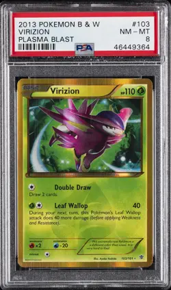 2013 POKEMON B&W PLASMA BLAST #103 VIRIZION PSA 8 - Image 1