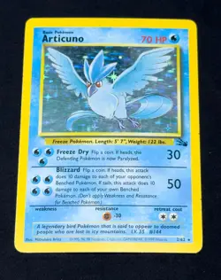MP Holo Articuno Fossil 2/62 Unlimited Pokemon TCG WOTC - Image 1