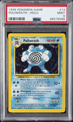 1999 POKEMON BASE SET UNLIMITED #13 POLIWRATH-HOLO PSA 9 - Image 1