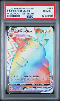 2020 POKEMON SWORD & SHIELD VIVID VOLTAGE SECRET FULL ART/PIKACHU VMAX PSA 10 - Image 1