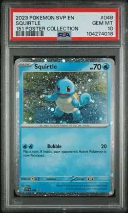 2023 POKEMON SVP EN-SV BLACK STAR PROMO 151 POSTER COLL #048 SQUIRTLE PSA 10 (2) - Image 1