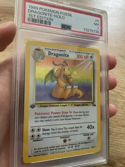 1999 POKEMON 1ST EDITION FOSSIL DRAGONITE HOLO PSA 7 4/62 - Image 3