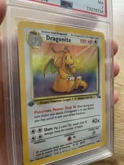 1999 POKEMON 1ST EDITION FOSSIL DRAGONITE HOLO PSA 7 4/62 - Image 5