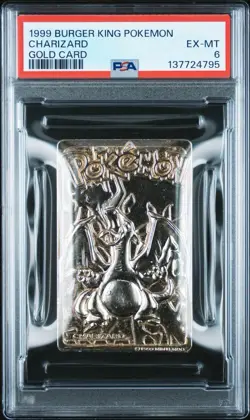 Charizard Pokemon Card Burger King 23K Gold Plated Promo Nintendo WOTC PSA 6 - Image 1