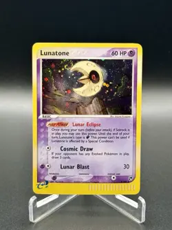 Pokemon TCG Lunatone 8/100 EX Sandstorm Holo Rare Near Mint SWIRL Fast Shipping - Image 1
