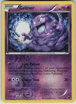 Pokemon TCG Grimer Common Reverse Holo Plasma Freeze 45/116 - Image 1