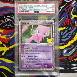 Pokemon Mew ex 88/102 Celebrations Classic Collection Holo PSA 10 Legend Maker - Image 1