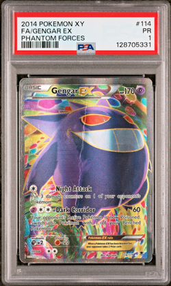 PSA 1 PR 2014 Pokemon XY Phantom Forces Full Art Gengar EX 114/119 Holo Rare - Image 1