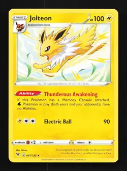 Jolteon 047/185 LP Vivid Voltage English Pokemon Card TCG - Image 1
