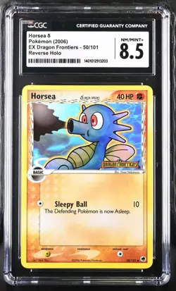CGC Graded 8.5 Horsea 50/101 Ex Dragon Frontiers Reverse Holo Pokemon Card - Image 1