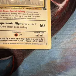 1999 Pokemon TCG Dragonite Card WB Stamped Movie Promo #5 WOTC Black Star Promo - Image 4