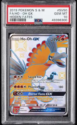 2019 POKEMON SUN & MOON HIDDEN FATES #SV50 FULL ART/HO-OH GX PSA 10 - Image 1