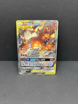 Reshiram & Charizard GX SM201 Tag Team Promo Pokemon Card LP/MP - Image 1