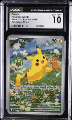 2024 POKEMON BLACK STAR PROMOS ADVENTURE CHEST #088 PIKACHU CGC 10 GEM MINT - Image 1