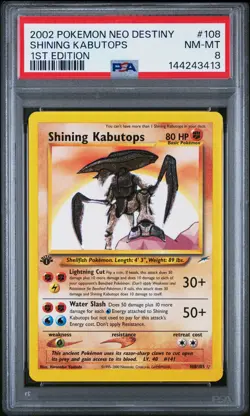 2002 POKEMON NEO DESTINY 1ST ED #108 SHINING KABUTOPS PSA 8 - Image 1