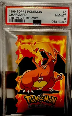 1999 Topps Pokemon The Movie Charizard #6 Die-Cut PSA 8 NM-MT - Image 1