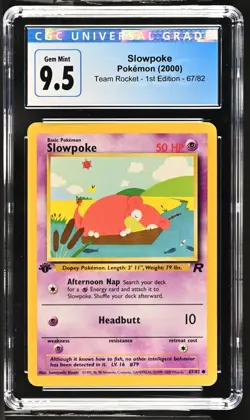 2000 Pokemon Team Rocket 1st Edition SLOWPOKE #67 CGC 9.5 Blue Label - Image 1