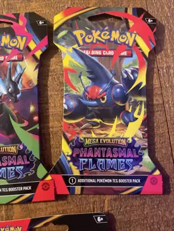 Pokemon TCG: Mega Evolution - Phantasmal Flames Sleeved Booster Pack Set of 3 - Image 3