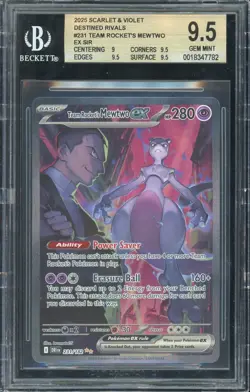 2025 Pokemon Destined Rivals Team Rocket's Mewtwo ex #231 BGS 9.5 S&V SIR - Image 1