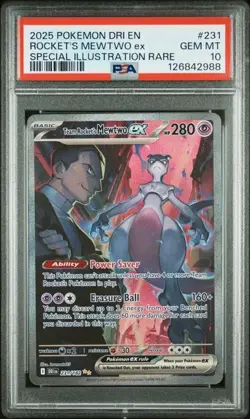 PSA 10 Team Rocket's Mewtwo ex 231 SIR 2025 Pokemon S&V Destined Rivals - Image 1