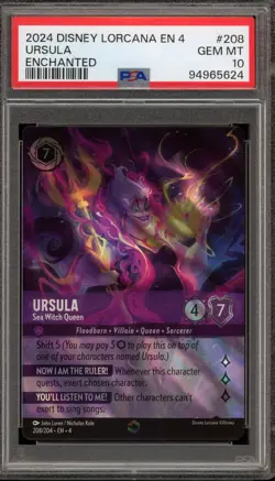 Disney Lorcana Ursula Sea Witch Queen Ursula's Return Enchanted #208 PSA 10 - Image 1