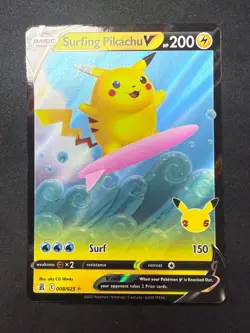 Surfing Pikachu V 008/025 | 2021 Sword & Shield | Celebrations | Rare Holo | NM - Image 1