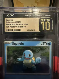 CGC 10 Pristine Pokemon 151 Squirtle Black Star Promo Cosmos Holo 048 English - Image 3