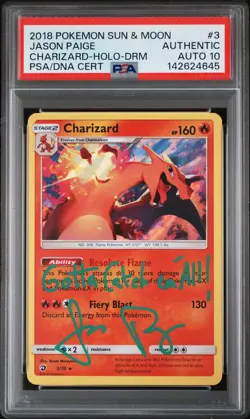 2018 POKEMON SUN & MOON DRAGON MAJESTY #3 CHARIZARD-HOLO PSA AUTHENTIC AUTO 10 - Image 1
