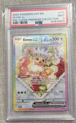 PSA 9 Eevee EX #174 Pokemon Prismatic Evolutions Black Star Promo 2025 - Image 1