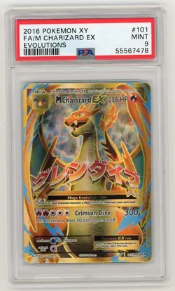 M Charizard EX 101/108 Pokemon XY Evolutions Full Art PSA 9 Regrade - Image 1