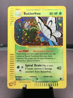 Pokemon TCG Butterfree 5/165 Expedition Base Set Holo Rare - WOTC VTG 2002 Swirl - Image 1