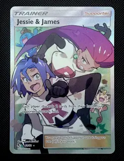 Jessie & James Full Art Holo Pokemon Card 68/68 Hidden Fates Series NM - Image 1