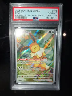 PSA 10 Eevee 173 SVP EN Prismatic Pokemon Center Stamped ETB Promo Card MINT - Image 1