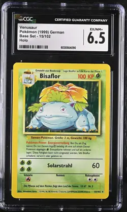 CGC 6.5 Venusaur 1999 GERMAN Base Set 15/102 Holo Pokemon Card - Image 1