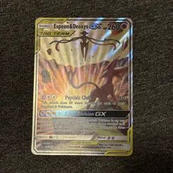 Pokemon TCG Jumbo Espeon & Deoxys GX SM240 Black Star Promo Card - Image 1