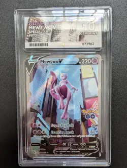 Pokemon TCG Mewtwo v Card 072/078 Pokemon Go Full Art ACE 10 Perfect Subgrades - Image 1