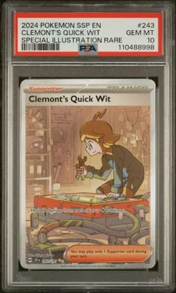 2024 POKEMON SSP EN-SURGING SPARKS #243 CLEMONT'S QUICK WIT SIR PSA 10 - Image 1