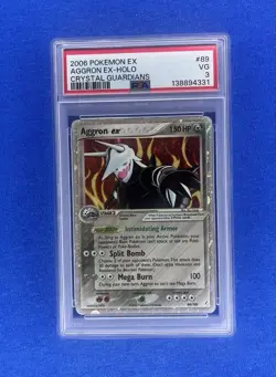 2006 Pokemon EX Crystal Guardians #89 Aggron EX Holo PSA 3 - Image 1
