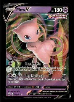 Pokemon TCG SWSH08: Fusion Strike #113/264 Mew V NM - Image 1
